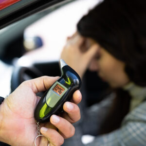 DUI sobriety tests Defense, Sad Woman With Alcohol Intoxication Stopped By Policeman